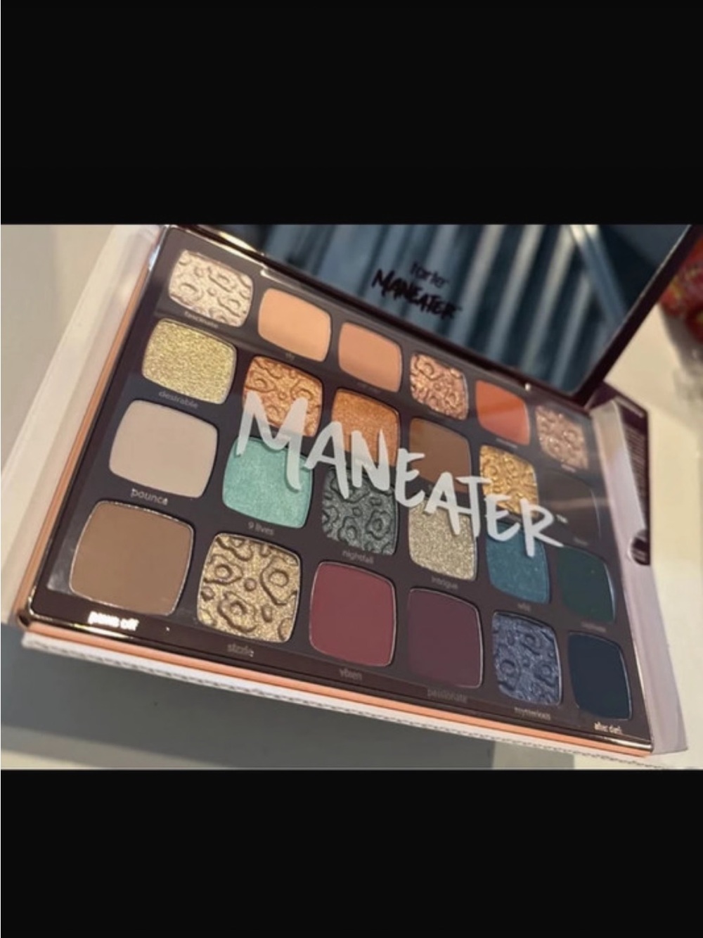 Tarte Maneater Eyeshadow Palette — Gold, Teal, Burgundy, Peach, Brown